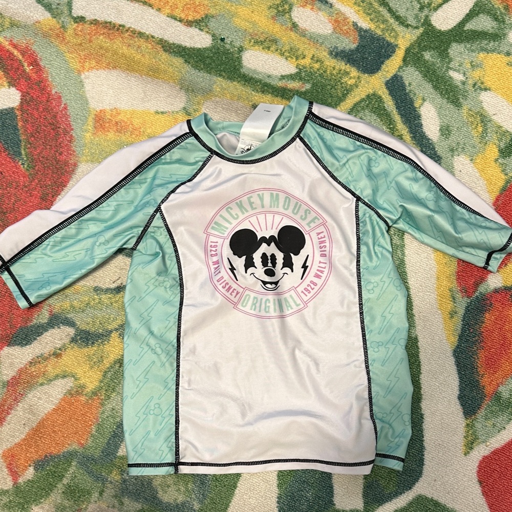 🌿10/$10🌿Disney Mickey Mouse Aqua and White Rashguard